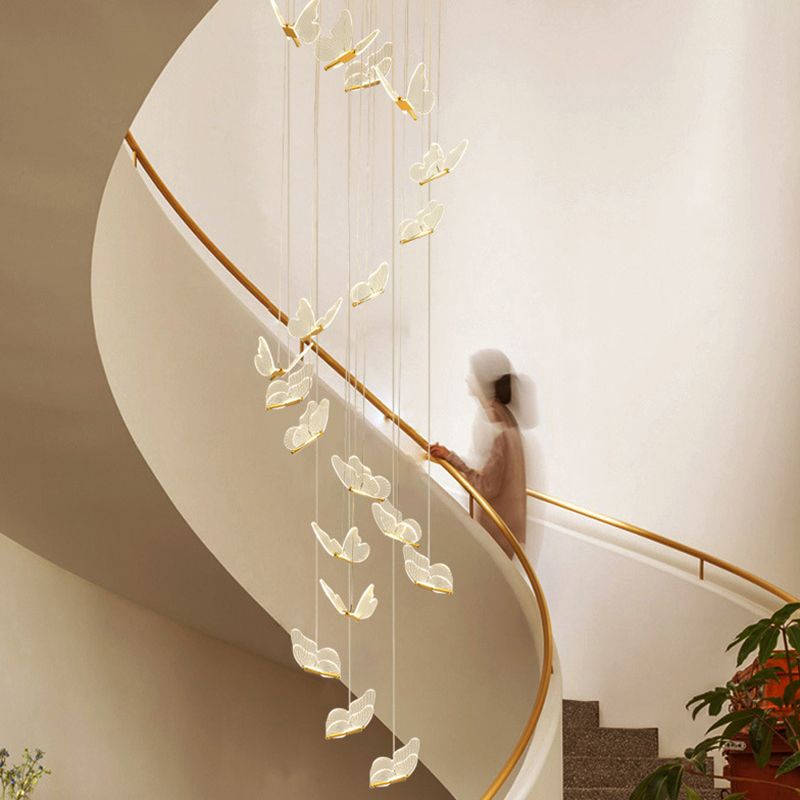 Olivia Moderne LED Suspension Doré Métal/Acrylique Salon Chambre à coucher - Neutralighting
