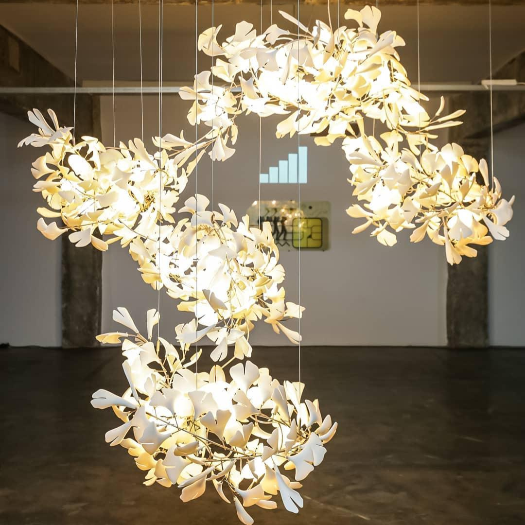 Olivia Lustre Linéaire GloGink Moderne, Métal/Céramique, Or, Salon