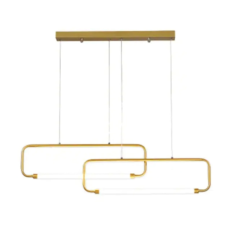 Arisha Suspension Luminaires Rectangulaire LED, Métal, Noir/Or, Salle à Manger - Neutralighting