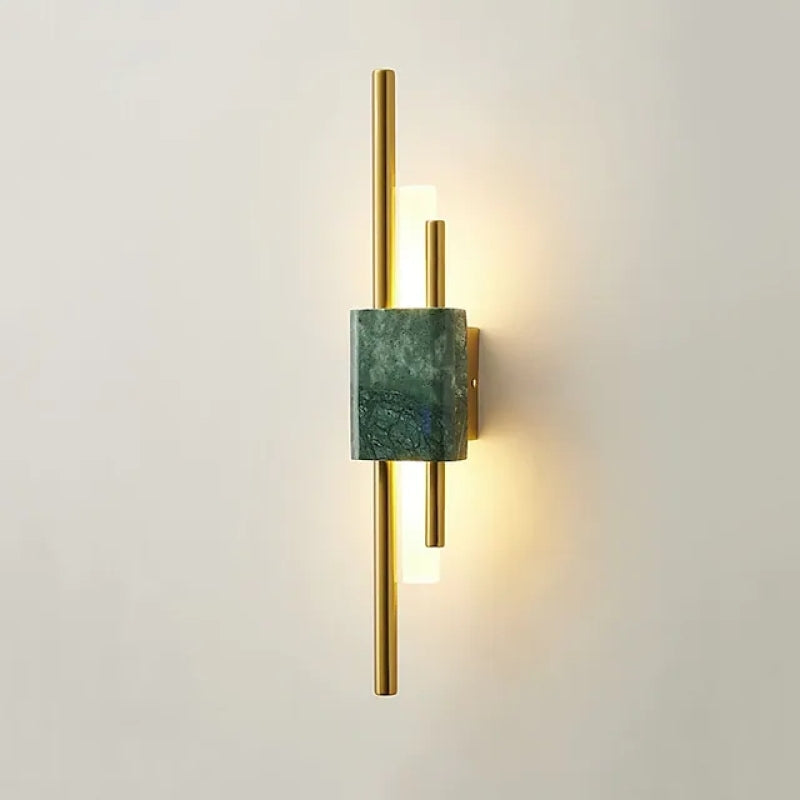 Drena Applique Murale Linéaire Moderne Marbre. Blanc/Vert/Or. Salon - Neutralighting