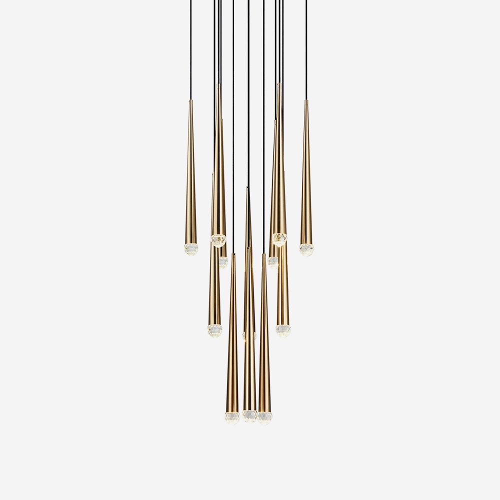 Zenith Chandelier Minimaliste Cristal Laiton - Neutralighting
