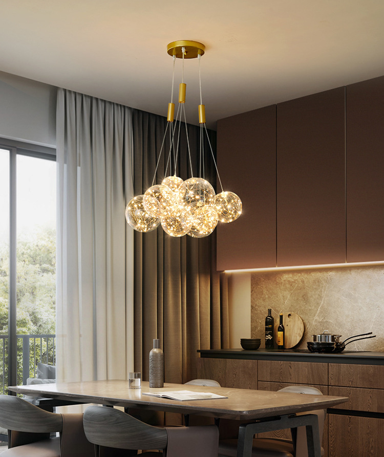 Valentina  Suspension Bubble Moderne Métal/Verre Transparent/Étoilé Salon