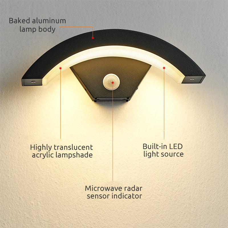 Elvon Applique Murale Capteur étanche Arc Modern Noir. Extérieur - Neutralighting