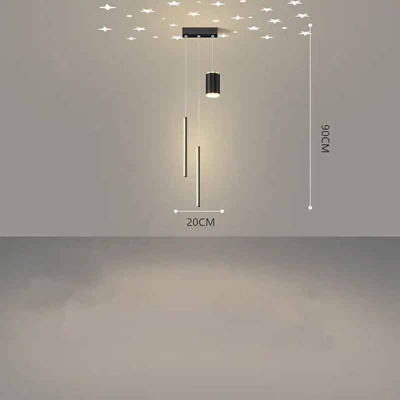 Arisha Luminaires Suspension à Projection de Lune étoile Or/Noir Métal Chambre à coucher/Bar - Neutralighting
