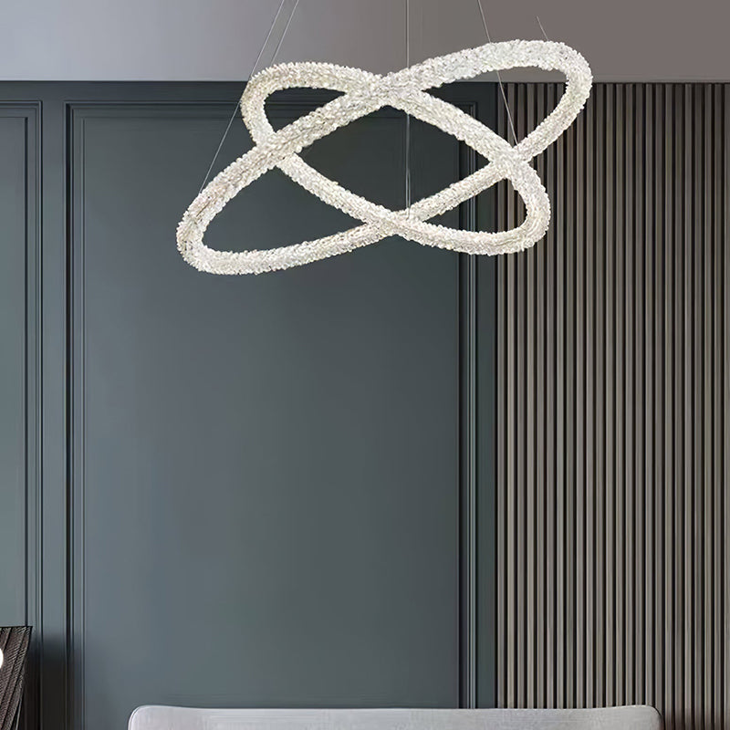 Kristy Suspension Anneau Minimaliste, Metal/Cristal, Blanc, Chambre - Neutralighting