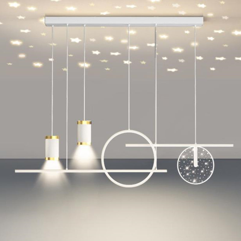 Arisha Luminaires Suspension Etoilé Moderne, Métal, Noir/Blanc/Or, Salon - Neutralighting