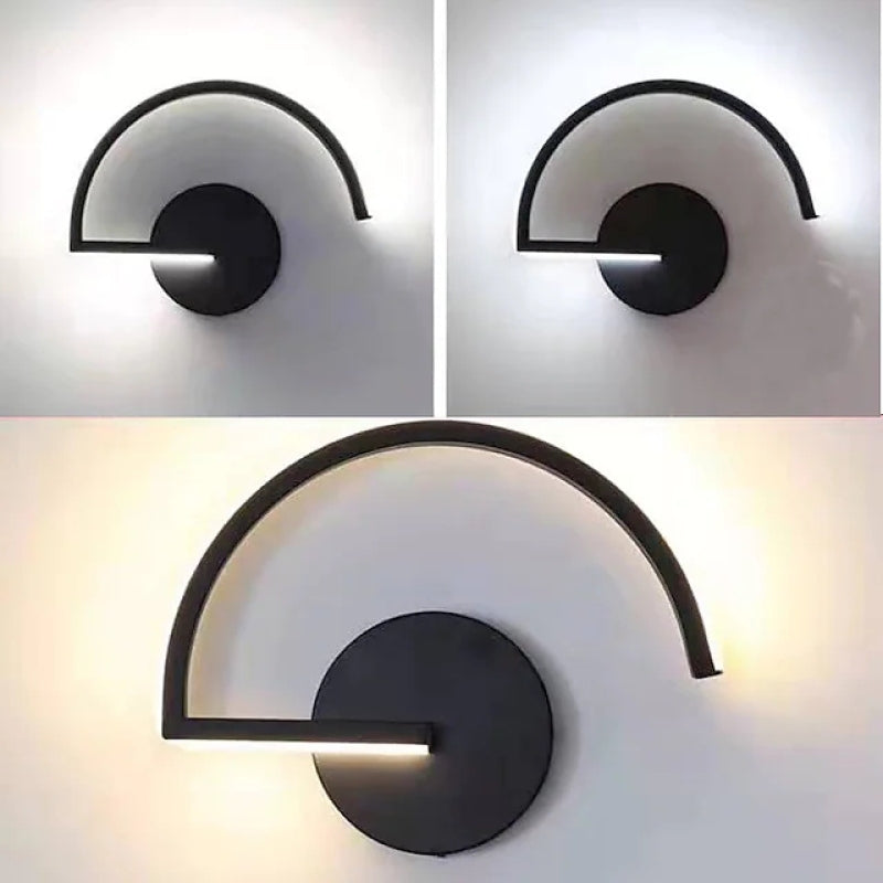 Arisha Applique Murale Semi-Circulaire Linéaire Minimaliste, Métal, Noir/Blanc, Bureau - Neutralighting