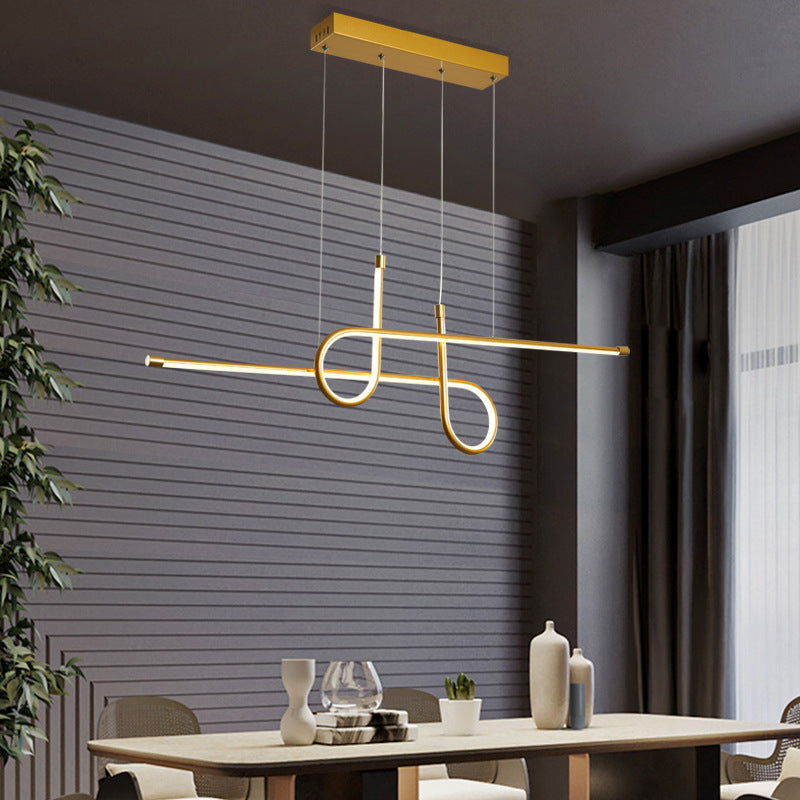 Arisha Suspension Linéaire Moderne, Métal, Noir/Or, Salle à Manger - Neutralighting