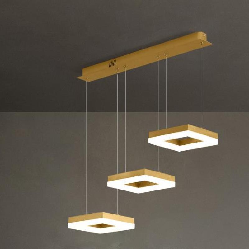 Arisha Suspension Rectangulaire Moderne, Metal/Acrylique, Or, Bureau - Neutralighting
