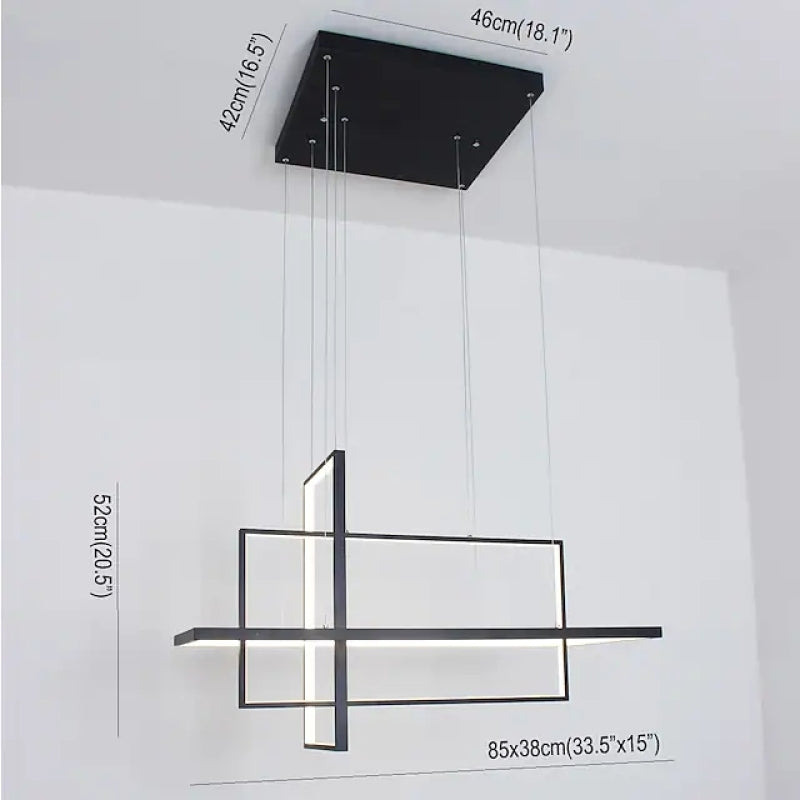 Arisha Lustre Rectangulaire Moderne, Métal/Gel de Silice, Noir/Blanc, Salon - Neutralighting