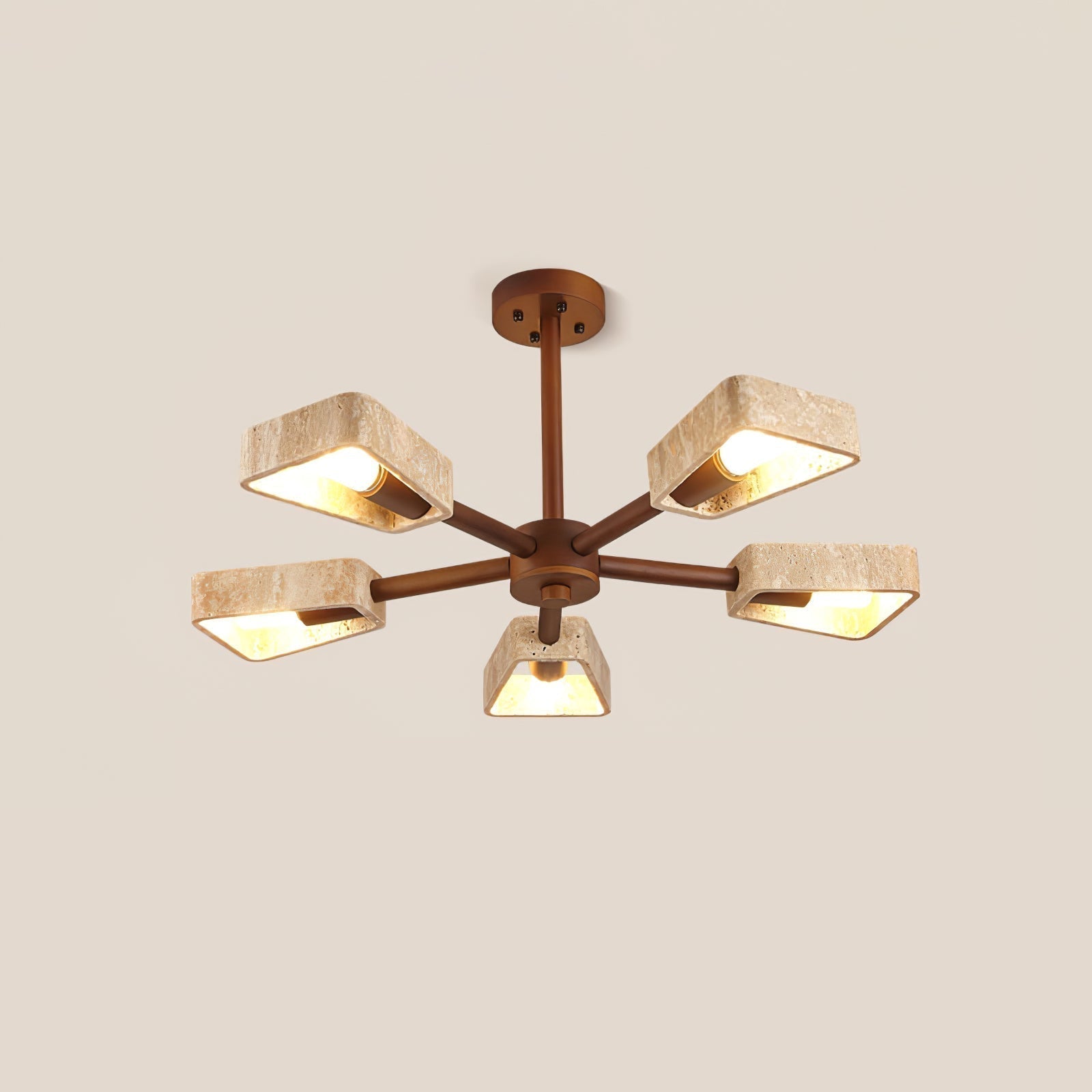 Hedra Travertone Geometric Chandelier - Neutralighting