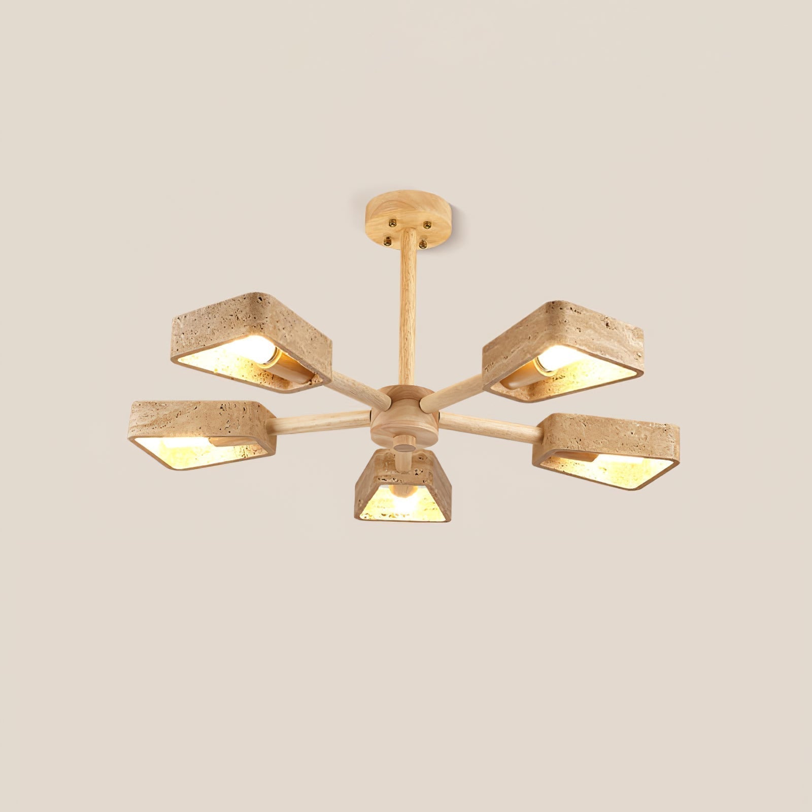 Hedra Travertone Geometric Chandelier - Neutralighting