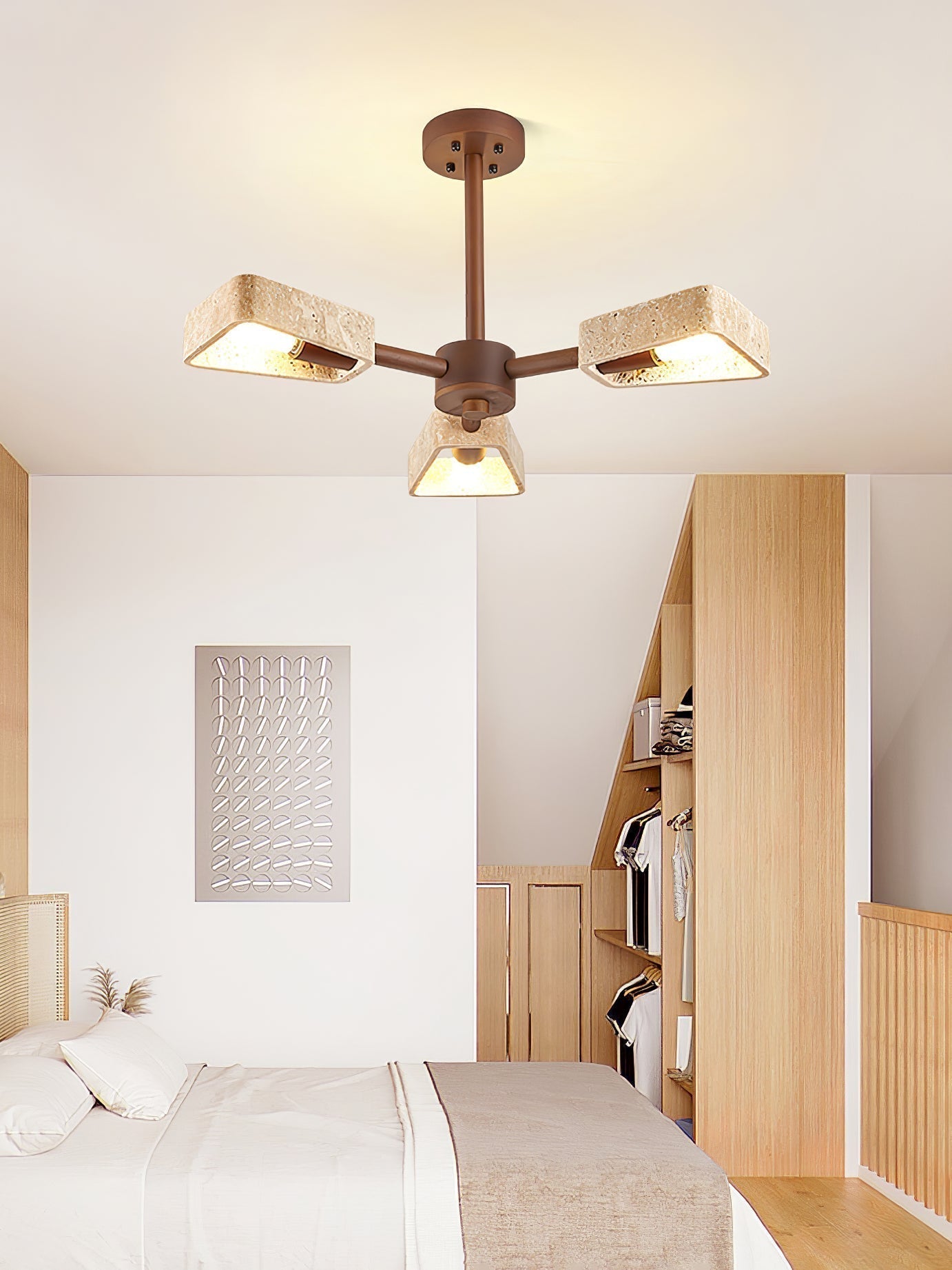 Hedra Travertone Geometric Chandelier - Neutralighting