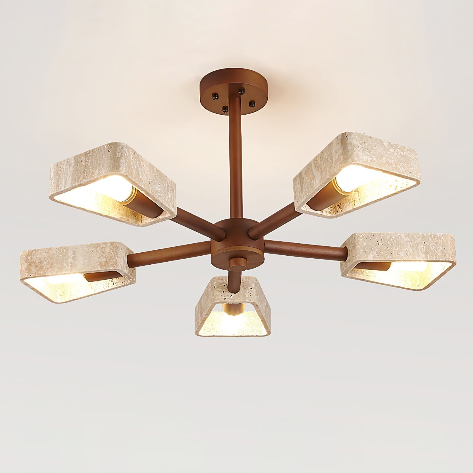 Hedra Travertone Geometric Chandelier - Neutralighting