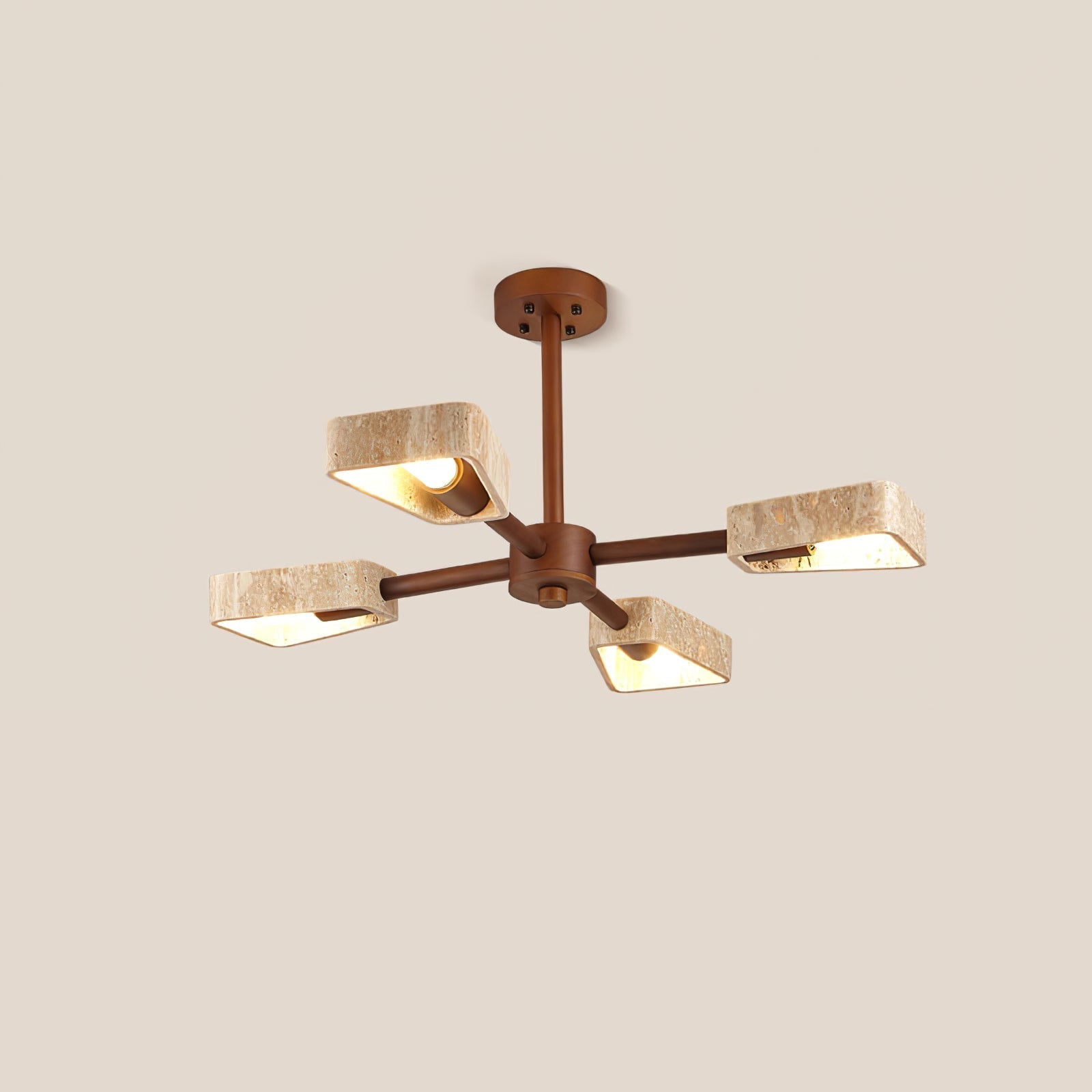 Hedra Travertone Geometric Chandelier - Neutralighting