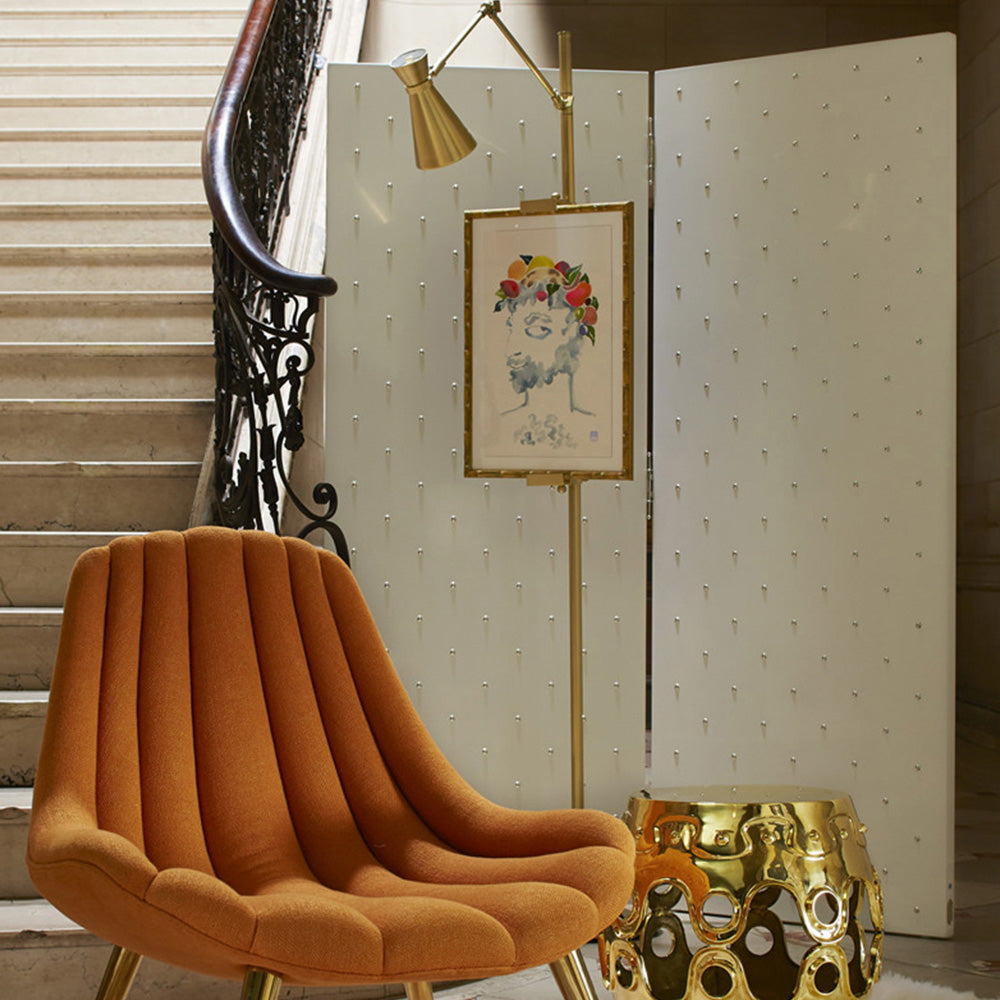 Arisha Design Lampadaire Chevalet Moderne Métal/Verre Laiton Salon/Chambre