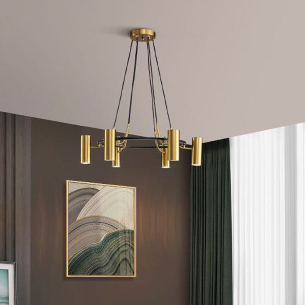 Arisha Moderne Anneau LED Suspension Doré Métal Salon Chambre à Coucher - Neutralighting