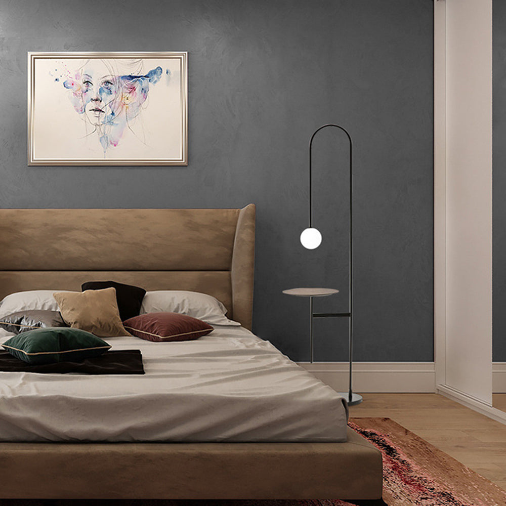 Valentina Design Avec Tableau Lampadaire Simple Métal/Marbre/Verre Noir Salon