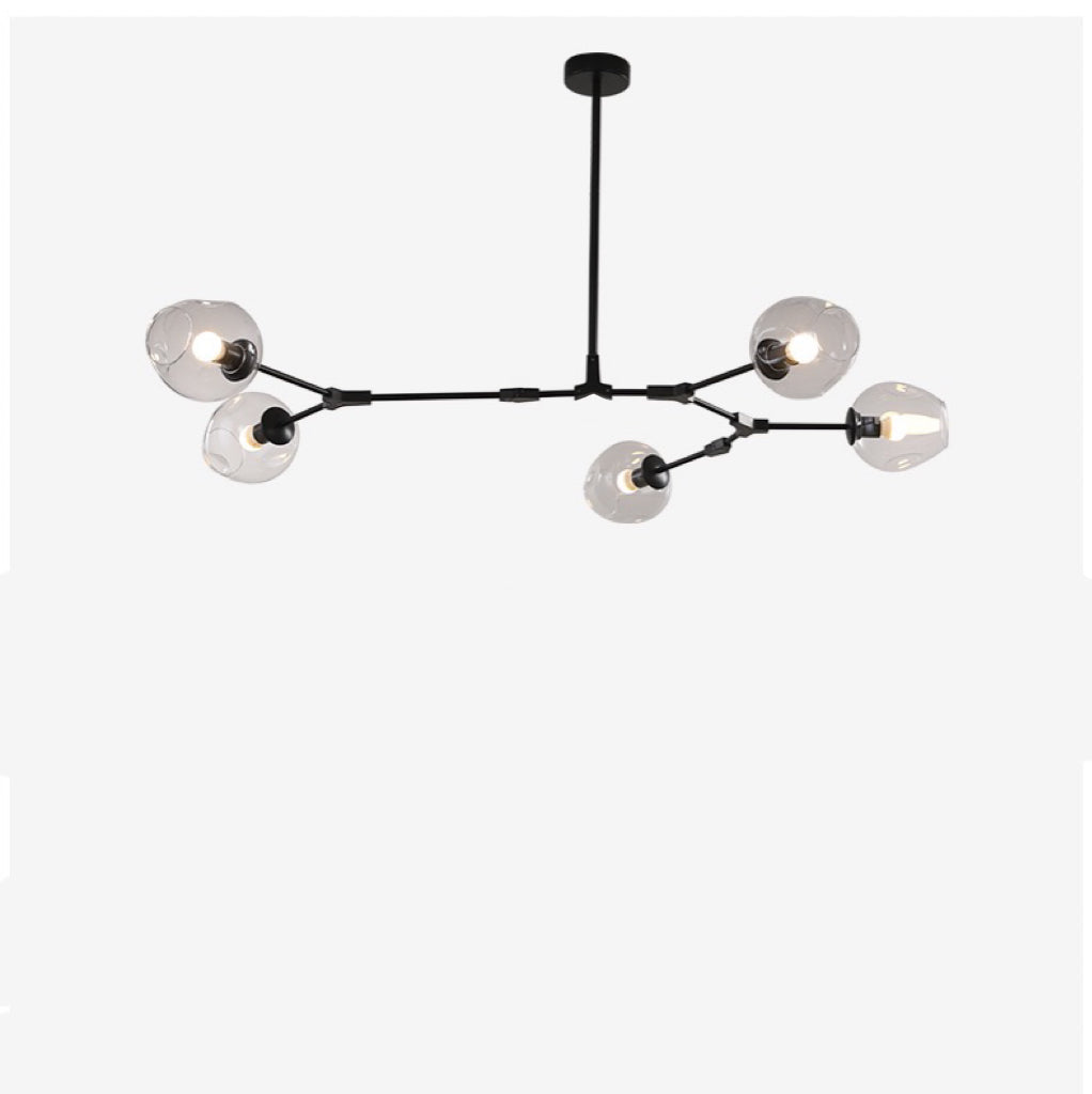 Kirae Suspension Nordique. Verre. Noir/Or. Salon