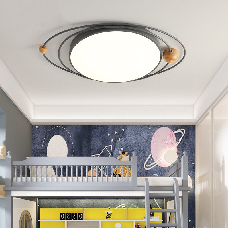 Arisha Plafonnier Rond Moderne, Metal/Bois, Blanc/Noir/Gris/Vert/Bleu, Salon - Neutralighting