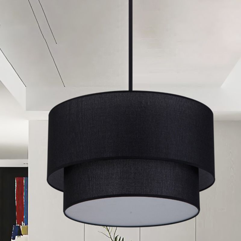 Ritta Moderne LED Suspension Blanc Noir Métal Tissu Salon Chambre à coucher - Neutralighting