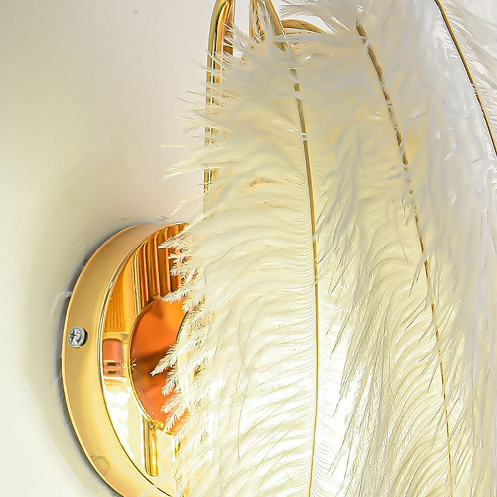 O'Moore Applique Murale Design LED Plume Moderne Métal Plume Blanc Chambre à Coucher/Salon - Neutralighting