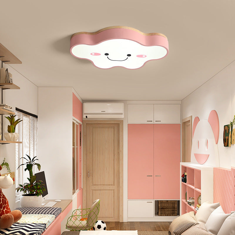 Aria Plafonnier Nuage Moderne, Acrylique/Bois, Blanc/Vert/Rose, Chambre - Neutralighting