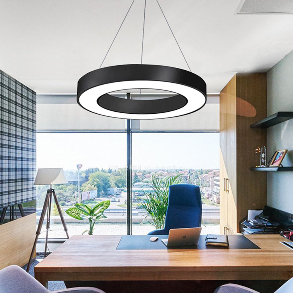 Arisha Luminaires Suspensions LED Anneau Simple Acrylique Noir/Blanc Salon/Cuisine - Neutralighting