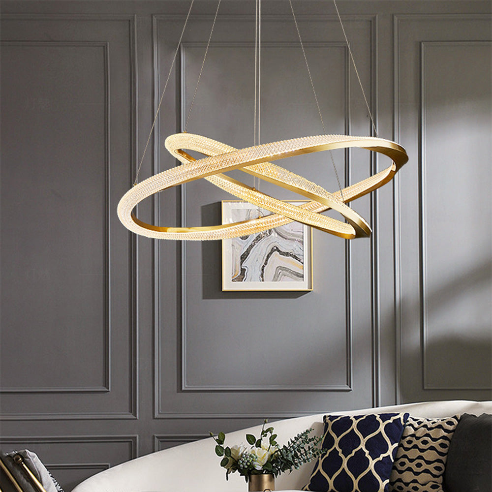 Kristy Luminaires Suspensions Anneau Moderne Métal Acrylique Noir/Cuivre Salon/Chambre à Coucher - Neutralighting