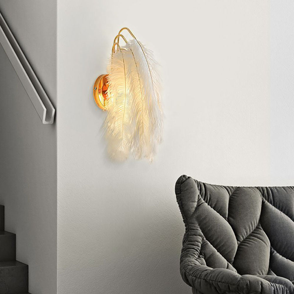 O'Moore Applique Murale Design LED Plume Moderne Métal Plume Blanc Chambre à Coucher/Salon - Neutralighting