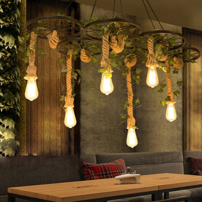Arisha Industriel LED Lustre Noir Métal Saule Bar/Salon