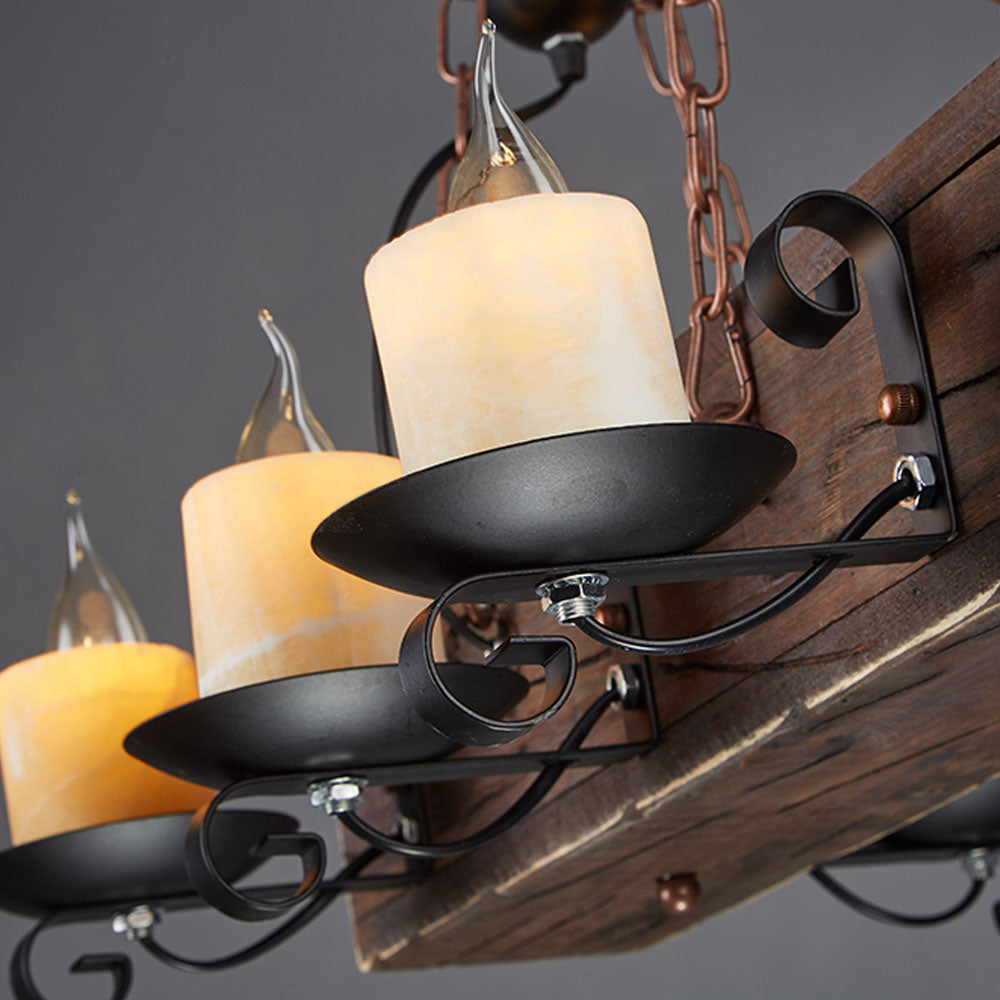 Epoch Suspension Sectangulaire Vintage, Metal/Bois, Marron, Salon - Neutralighting