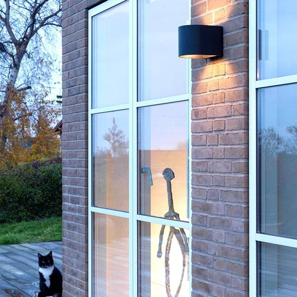 Ray Cylindrique LED Applique Murale Noir Métal Verre Jardin - Neutralighting