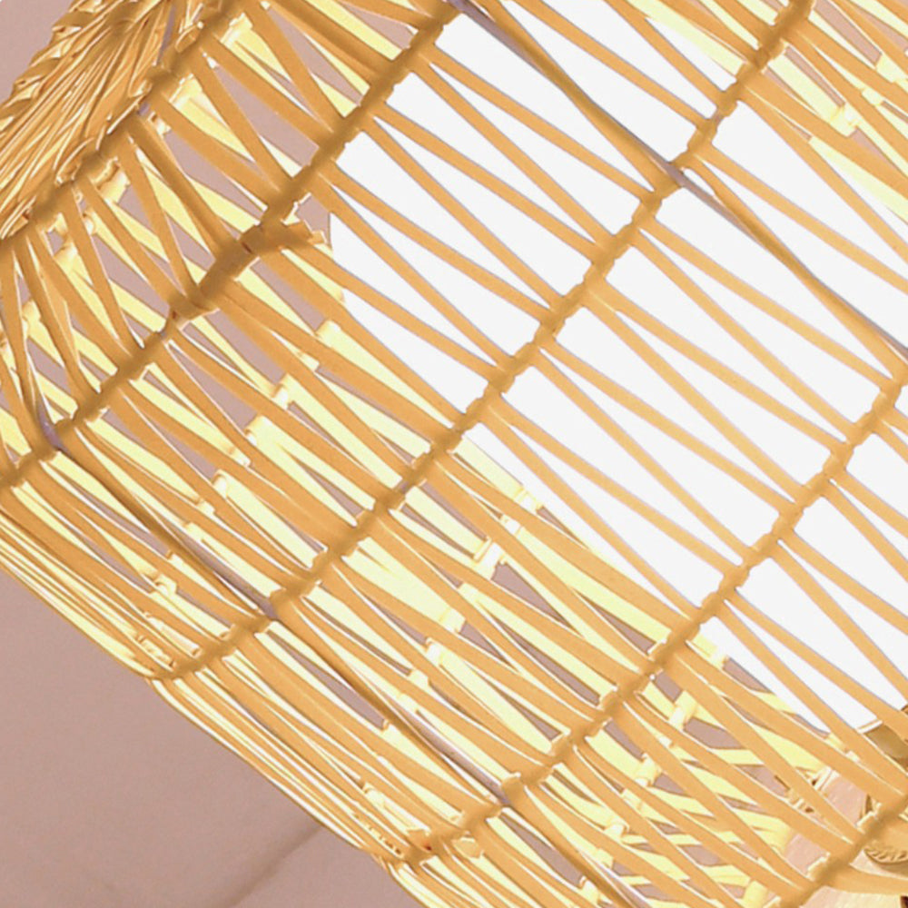 Ritta Lampadaire Cylindre Vintage, Métal/Rotin, Beige, Allée - Neutralighting