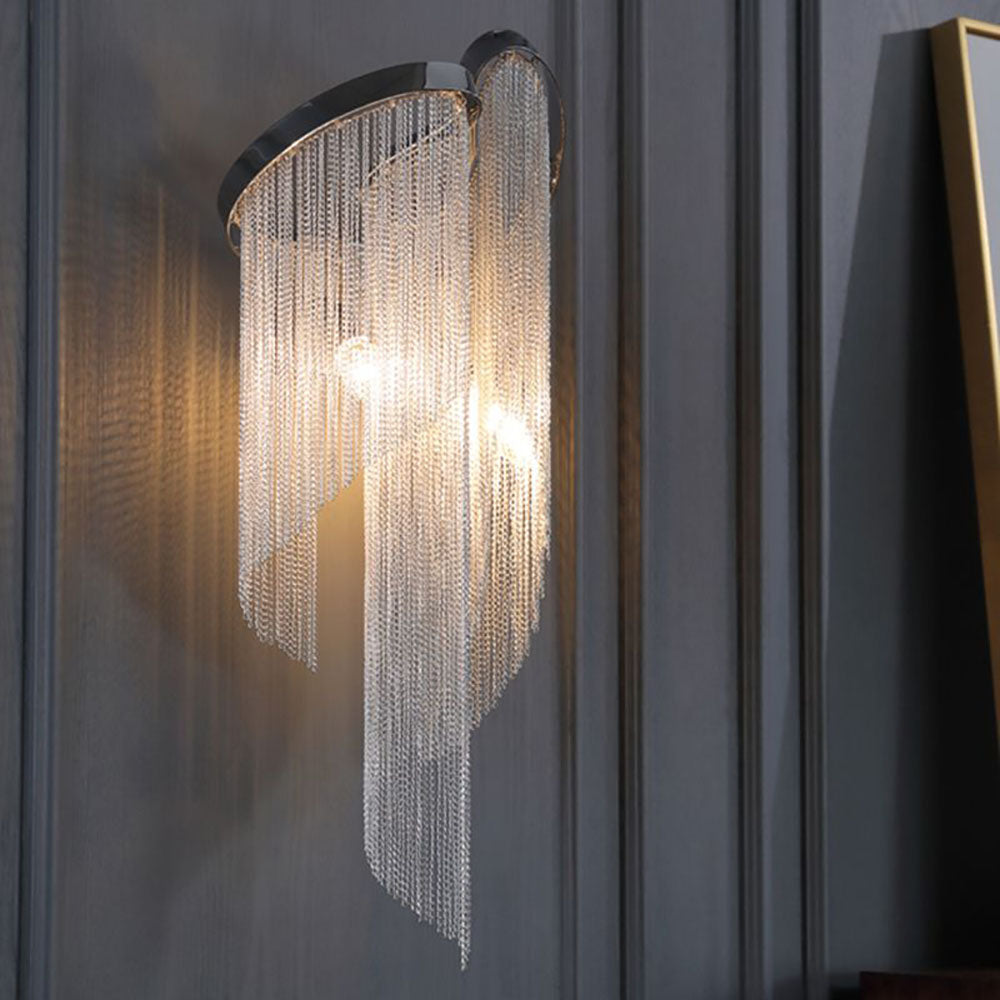Arisha Applique murale des Chaines à Frange Moderne Métal Argent Chambre à Coucher/Salon - Neutralighting