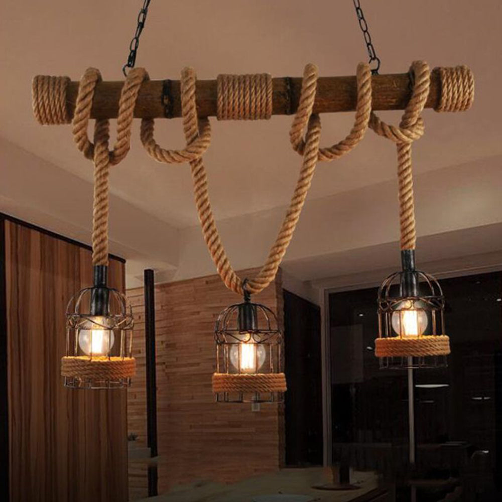 Silva Luminaires Suspensions Lanterne Vintage Métal/Bois Marron Salon/Chambre à Coucher - Neutralighting