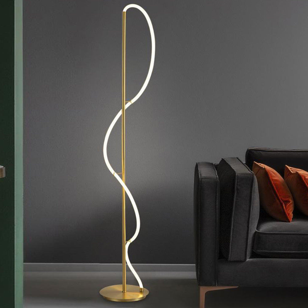 Arisha Design Lampadaire Linéaire Minimaliste Cuivre Blanc Or Salon
