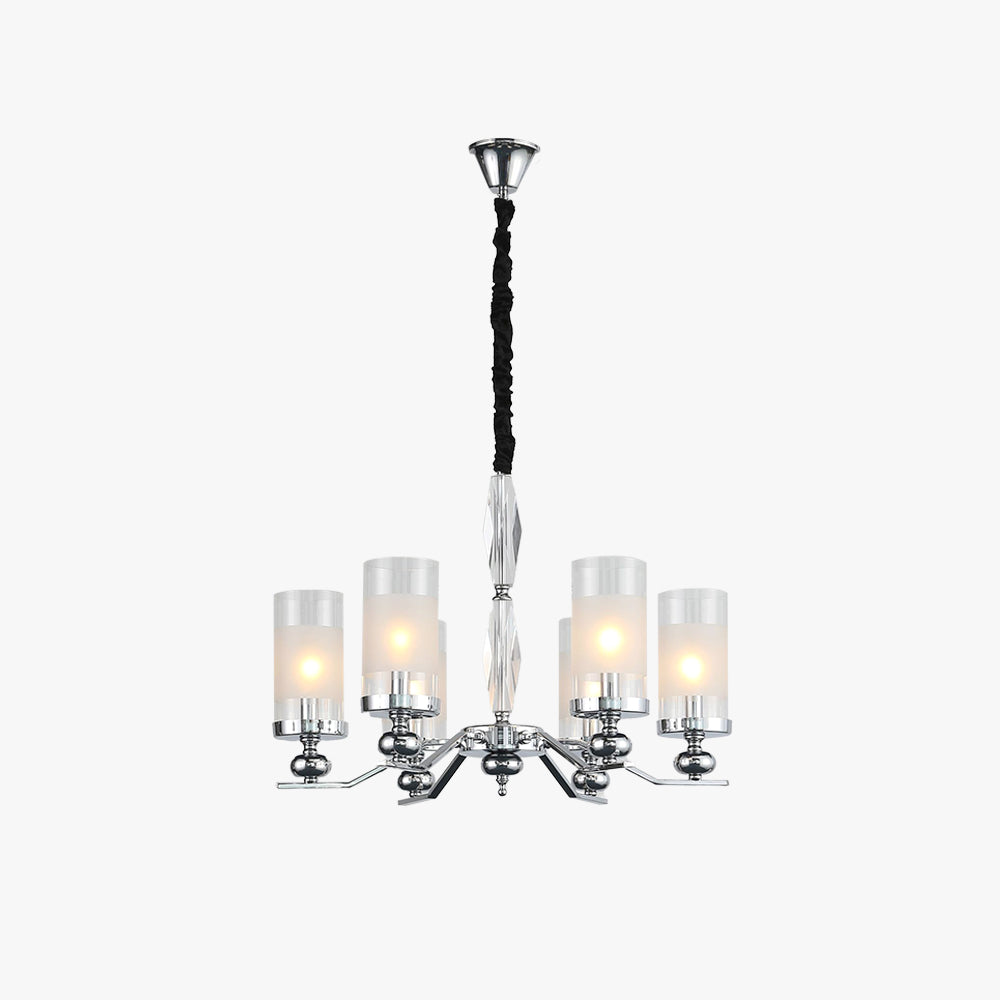 Silva Suspension Cylindre Moderne, Métal/Verre, Chromé, Salon/Salle à Manger - Neutralighting