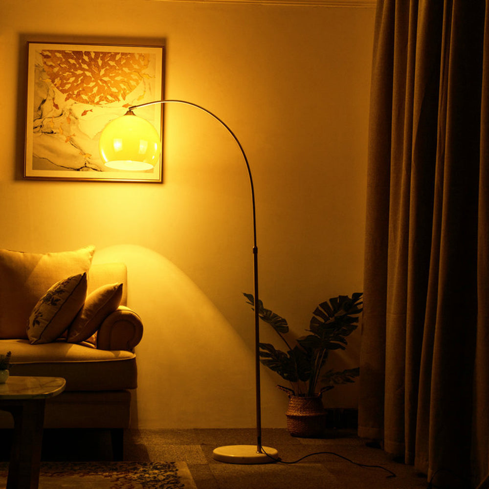 Mira Lampadaire Dôme Moderne Métal/Marbre/Acrylique Blanc/Orange Salon