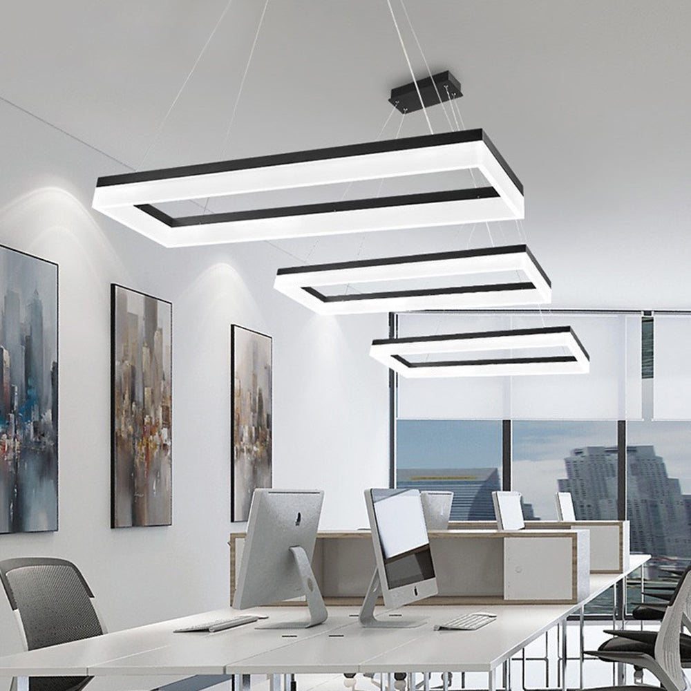 Arisha Luminaires Suspensions Carrée Simple Moderne Acrylique Noir/Blanc Salon/Chambre à Coucher/Salle à Manger - Neutralighting