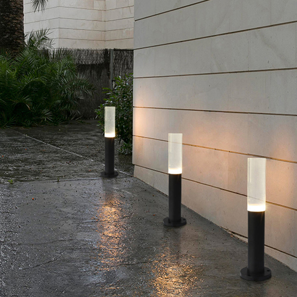 Ray Borne Extérieure Cylindre Contemporaine, Métal, Noir, Jardin - Neutralighting
