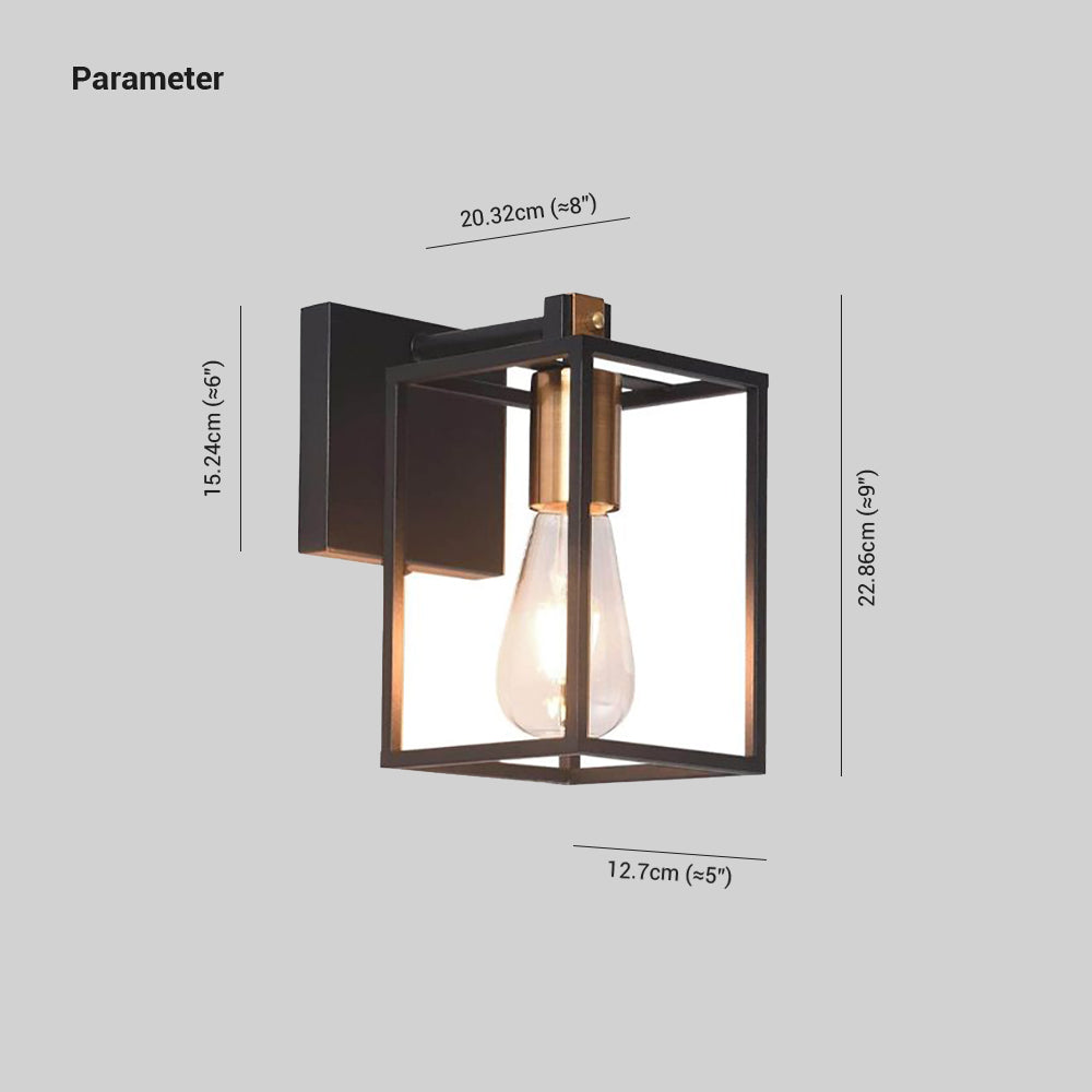 Silva Applique Murale à Miroir Carré Design LED Vintage Métal Noir Salle de Bain - Neutralighting