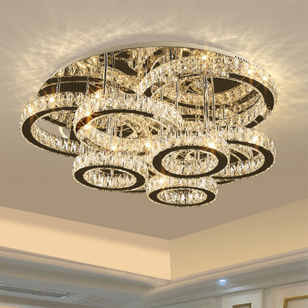 Kristy Design Italien LED Plafonnier Anneau Moderne Métal/Cristal Or Chambre à Coucher/Salle à Manger - Neutralighting