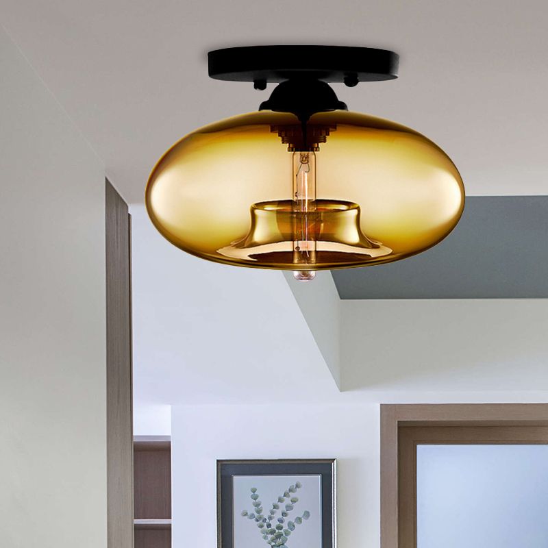 Arisha Oval Industriel LED Plafonnier Rouge/Marron/Ambre/Bleu Métal/Verre Salon - Neutralighting
