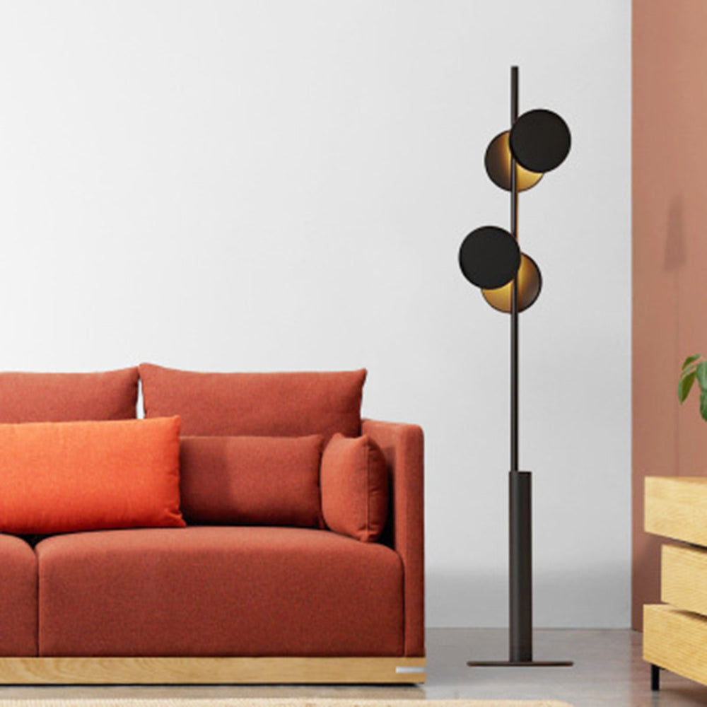 Mira Design Lampadaire Rond Nordique Métal Noir Bureau/Chambre à Coucher