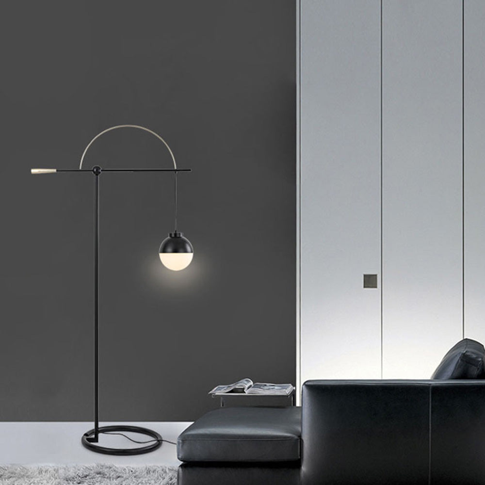 Valentina Design Lampadaire Rond Nordique Métal/Verre Noir Bureau/Chambre
