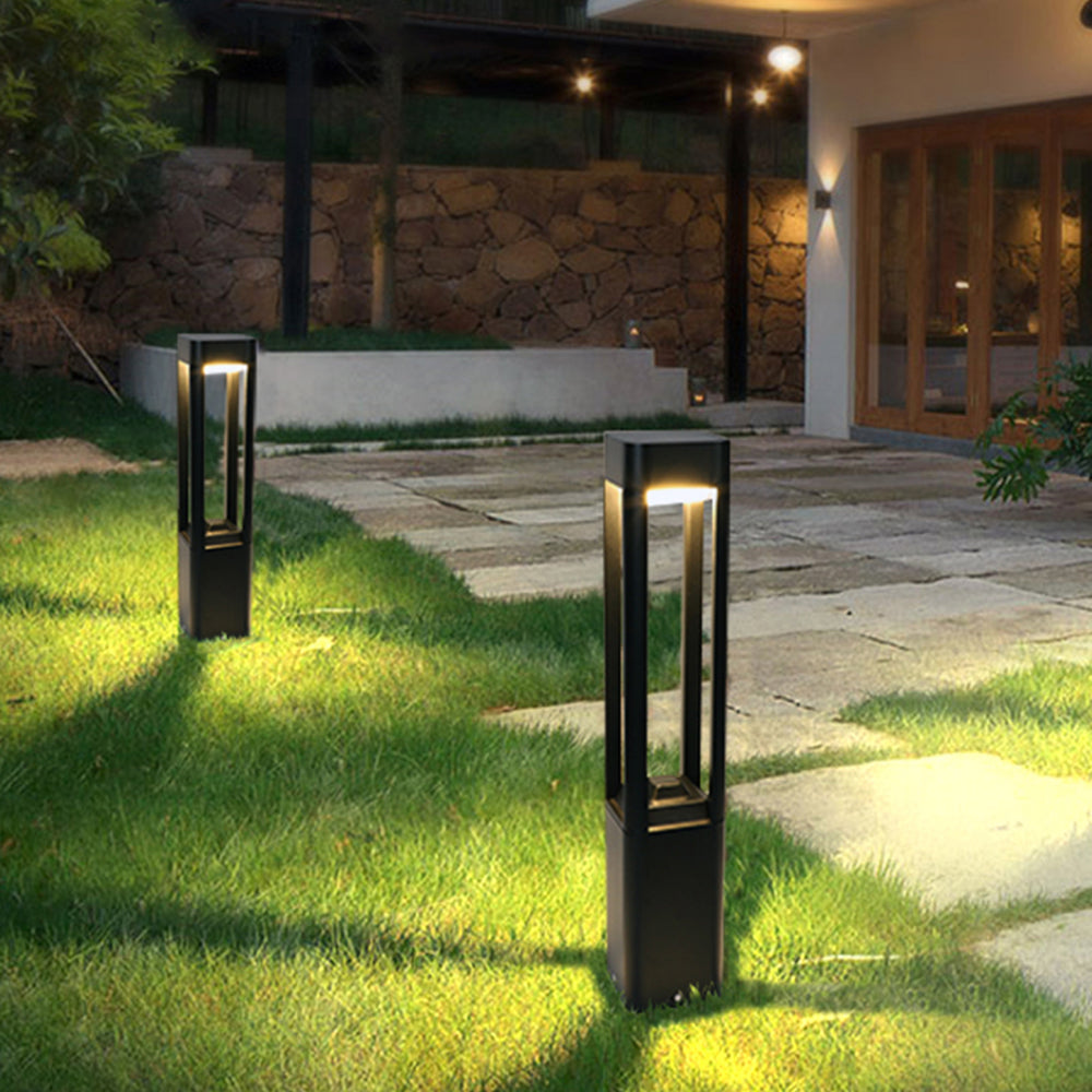Ray Borne Extérieure Rectangulaire Simple, Métal/Acrylique, Noir, Jardin - Neutralighting