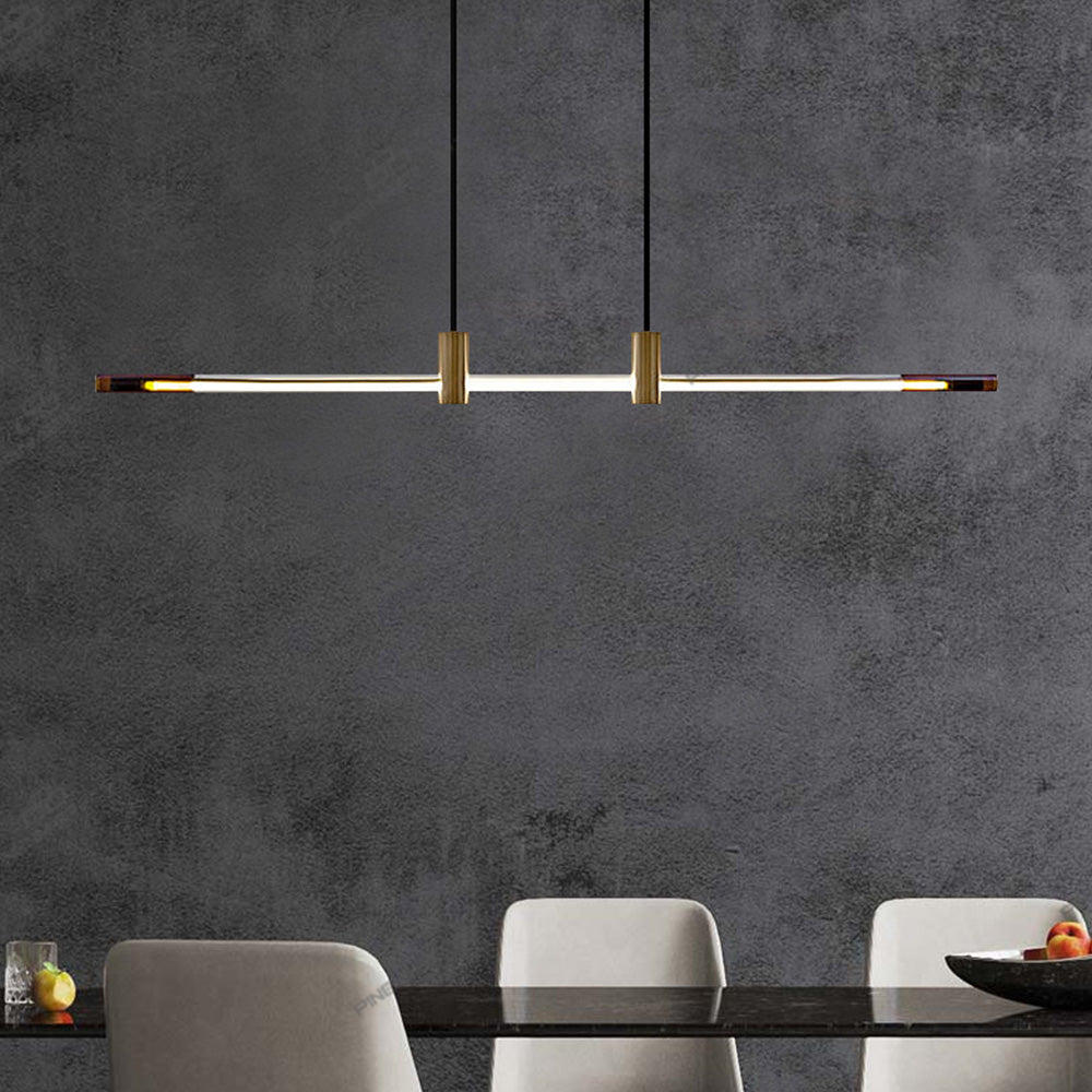 Ray Suspension Linéaire Moderne, Metal/Acrylique, Rouge/Marron, Chambre - Neutralighting