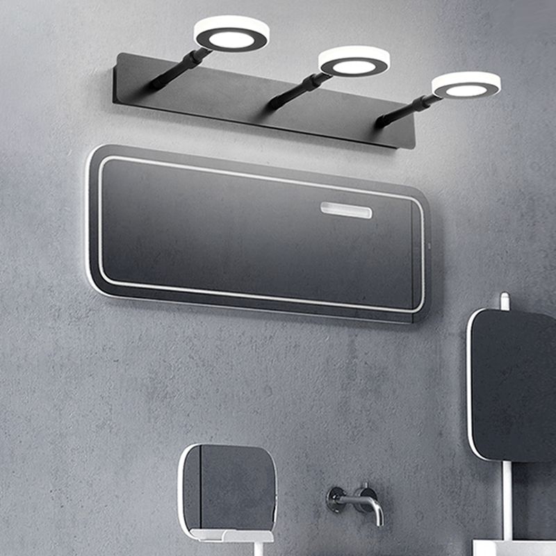 Arisha Applique Murale Miroir Ronde Moderne, Métal/Acrylique, Noir, Salle de Bain - Neutralighting
