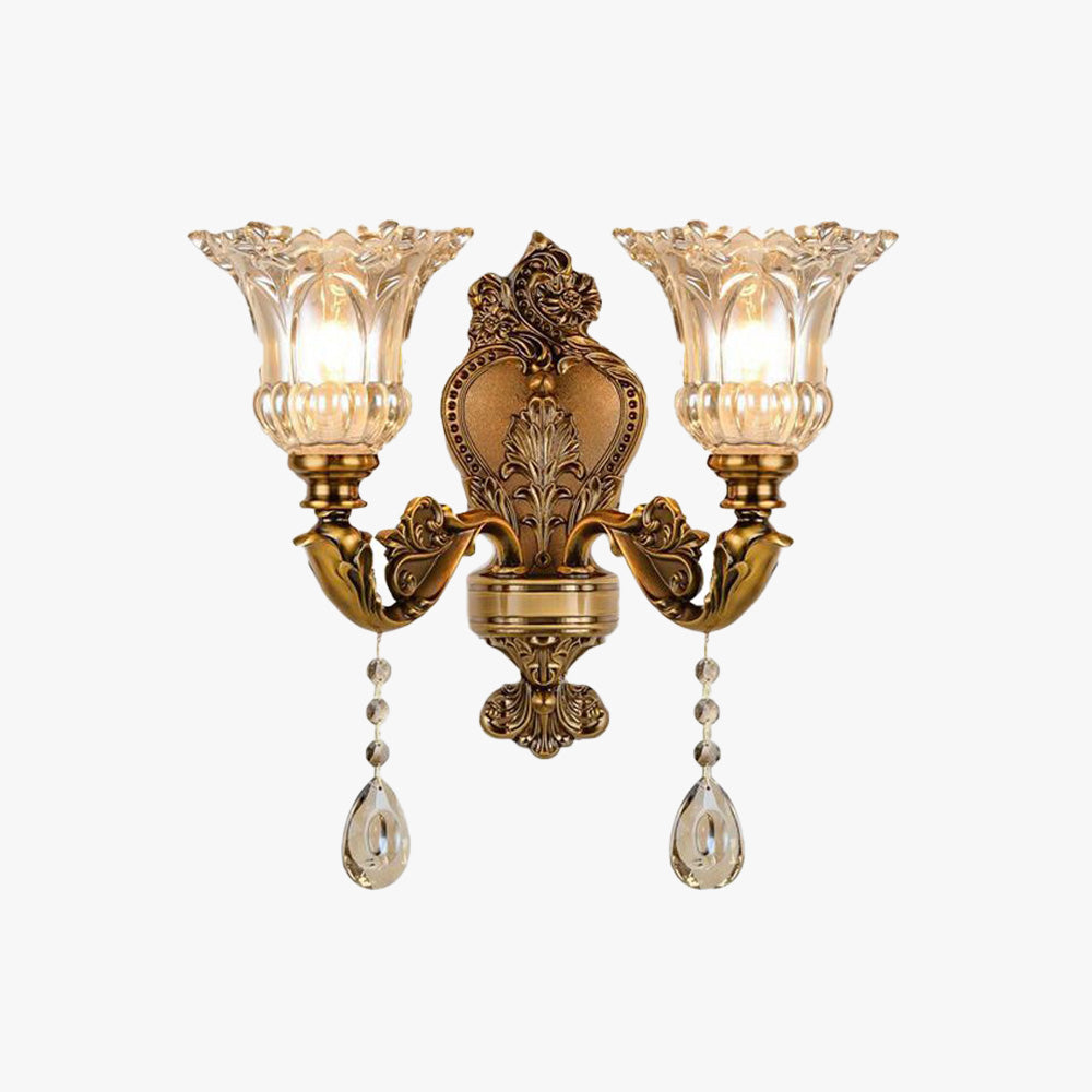 Ray Design Floral Applique Murale Fleur Vintage LED Métal/Verre Bronze Chambre - Neutralighting